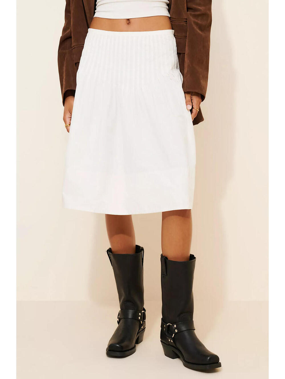 Free People White Knee-Length A-Line Skirt